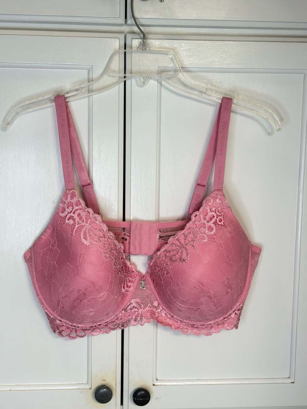 Juicy Couture Intimates Y2K Lace Bra Size 40D Light Hot Pink Lingerie Sexy